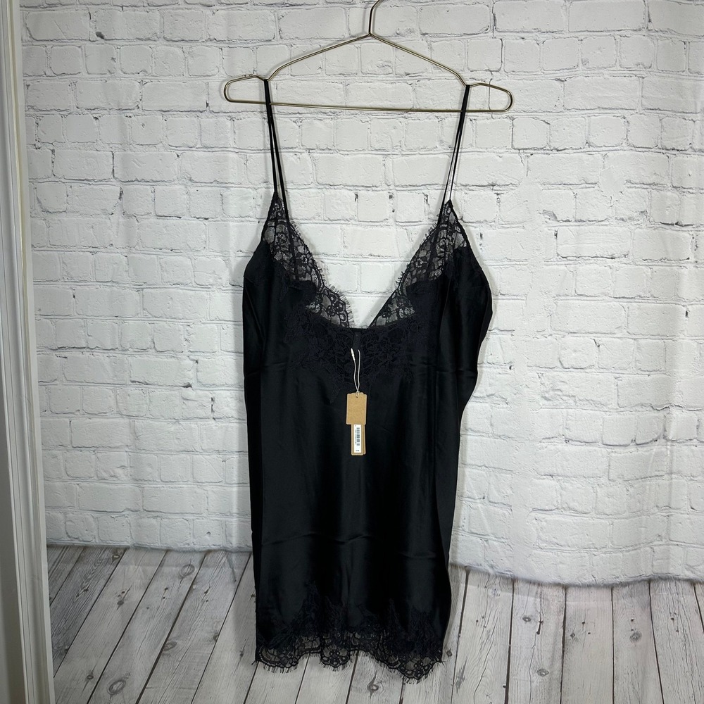 NEW SKIMS Silk Lace Mini Slip Dress Onyx Black LG-SLI-11176W XL NWT Party